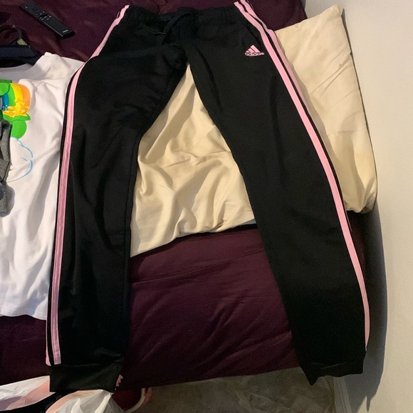 Black and pink stripe Adidas joggers - Picture 1 of 2